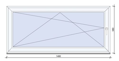 DM ablak bukó-nyíló 2rtg 148x58