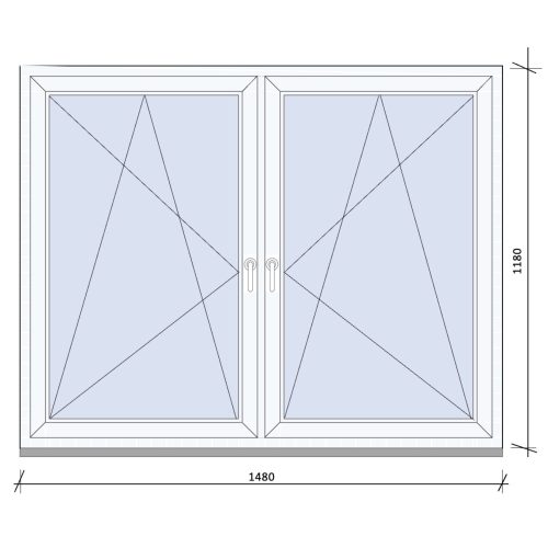 Weru Tokosztott műanyag ablak 3 rétegű üveggel 148x118