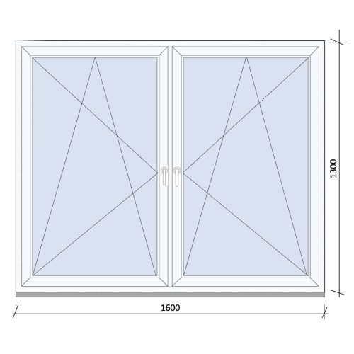 Weru Tokosztott műanyag ablak 3 rétegű üveggel 160x130